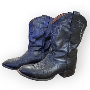 Tony Lama Black Leather Cowboy Boots size 8